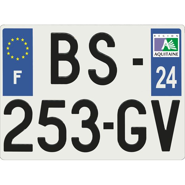 Plaque immatriculation alu Confort 275 x 200 mm département 24
