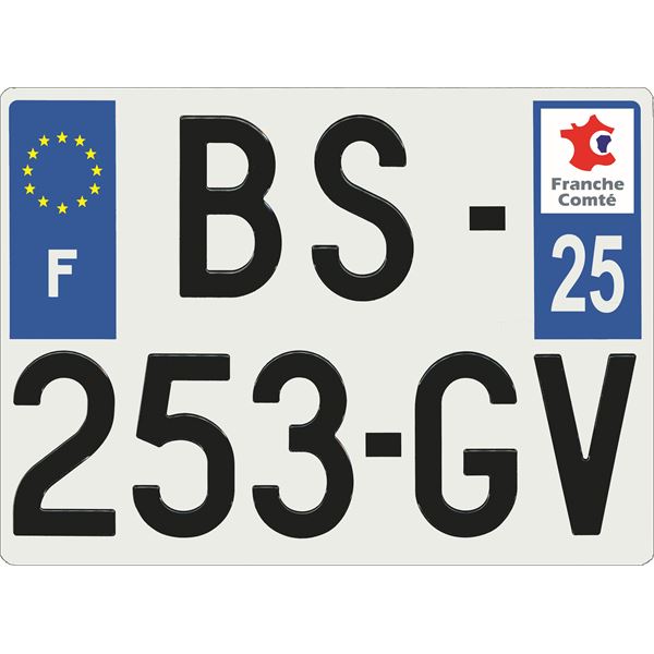 Plaque immatriculation alu Confort 275 x 200 mm département 25