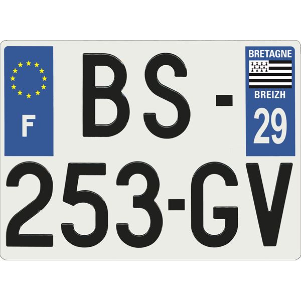 Plaque immatriculation alu Confort 275 x 200 mm département 29