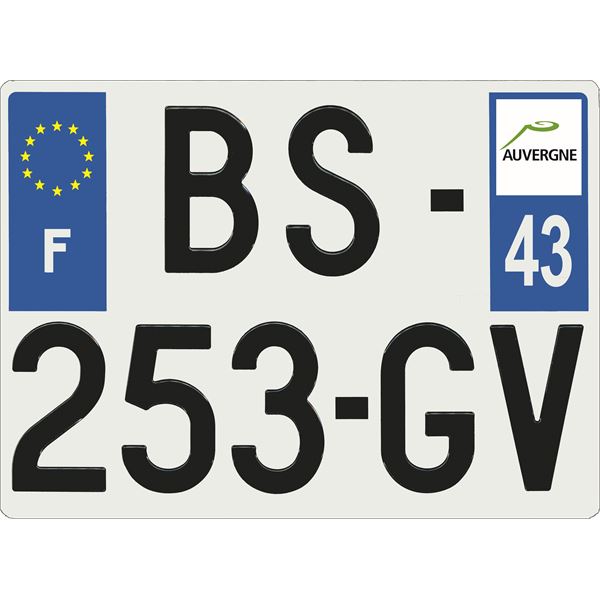 Plaque immatriculation alu Confort 275 x 200 mm département 43
