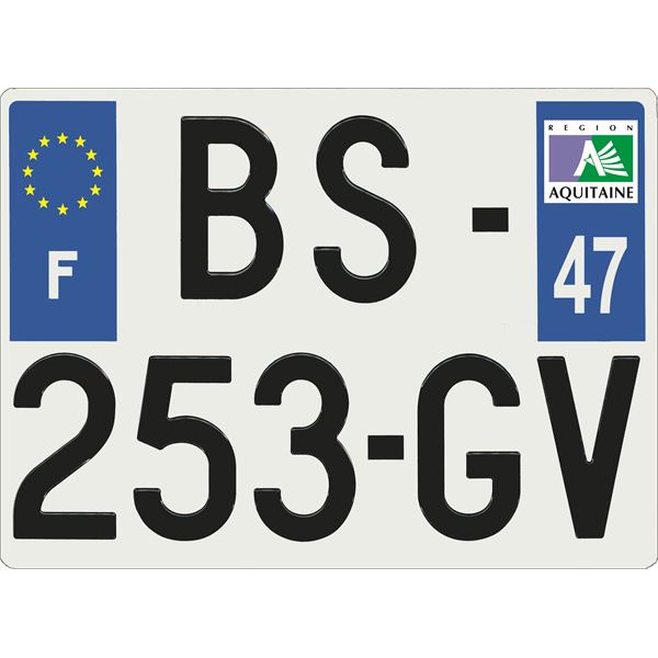 Plaque immatriculation alu Confort 275 x 200 mm département 47
