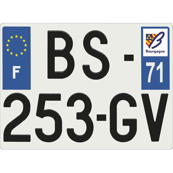 Plaque immatriculation alu Confort 275 x 200 mm département 71