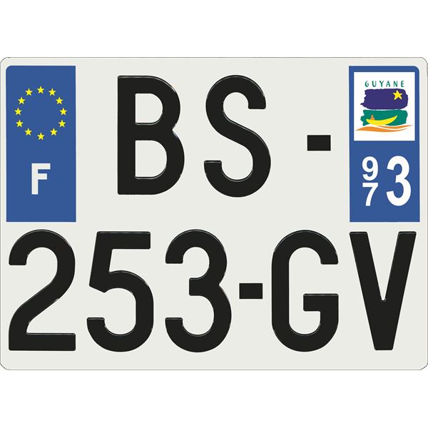 Plaque immatriculation alu Confort 275 x 200 mm département 973