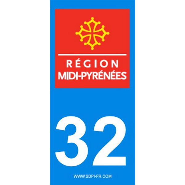2 Stickers voiture Midi Pyrénées 32