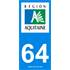 2 Stickers voiture Aquitaine 64