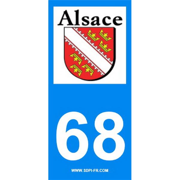 2 Stickers voiture Alsace 68