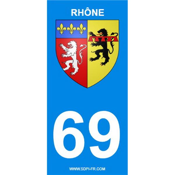 2 Stickers voiture Rhône 69