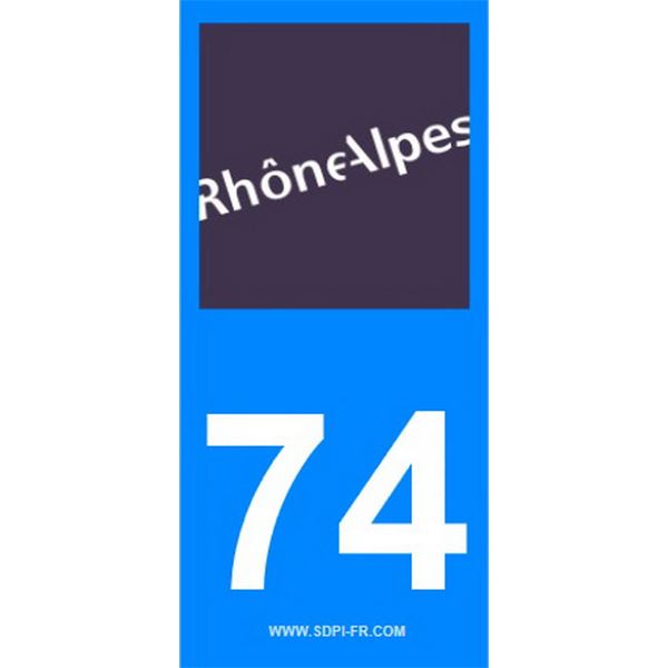 2 Stickers voiture Rhône Alpes 74