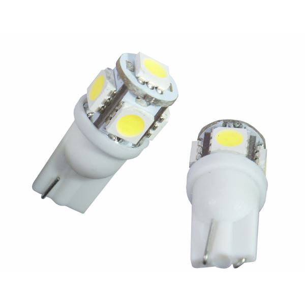 2 ampoules Led T10 (5 pastilles smd5050) éclairage blanc Autoled.