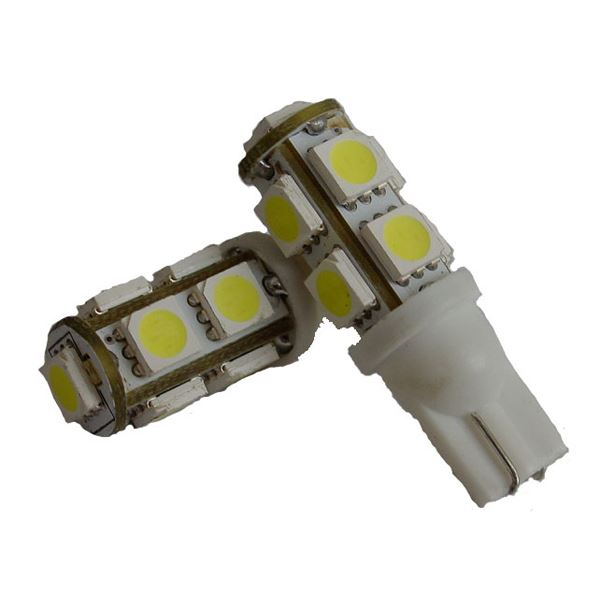 2 ampoules Led T10 (9 pastilles smd5050) éclairage blanc Autoled.