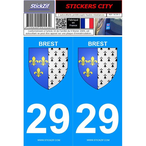2 Stickers voiture Brest 29