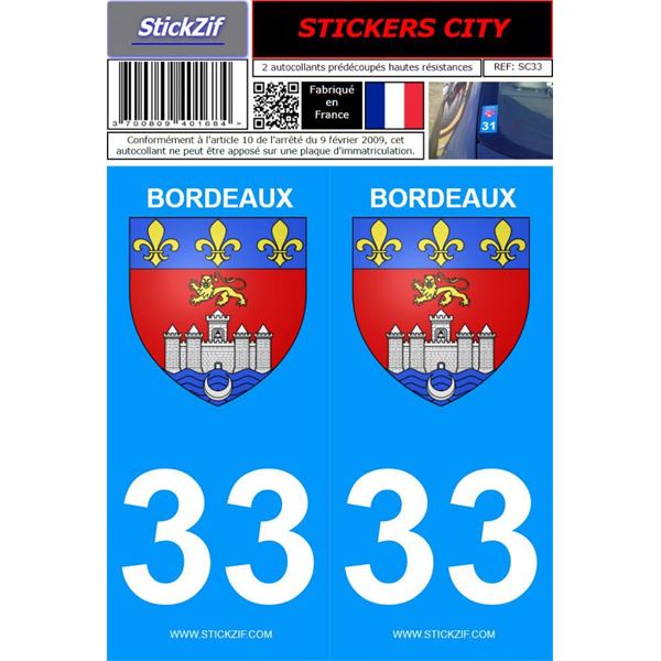 2 Stickers voiture Bordeaux 33