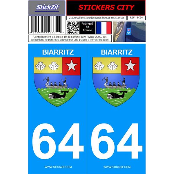 2 Stickers voiture Barritz 64