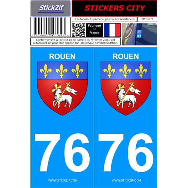 2 Stickers voiture Rouen 76