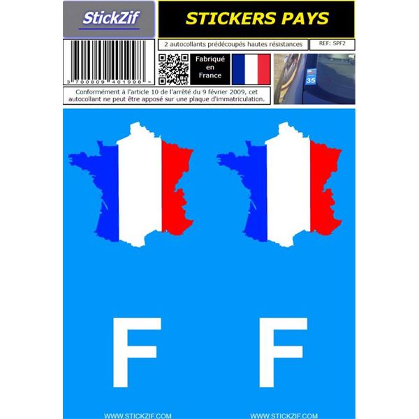 2 Stickers voiture France Pays