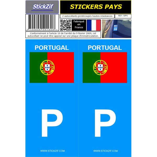 2 Stickers voiture Portugal Drapeau