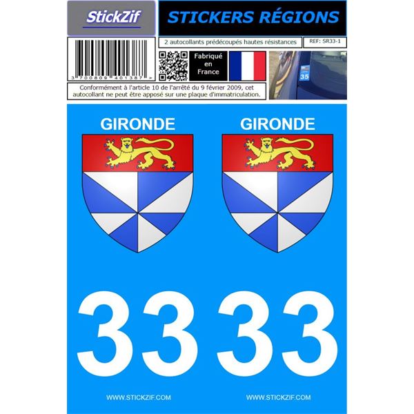 2 Stickers voiture Gironde 33