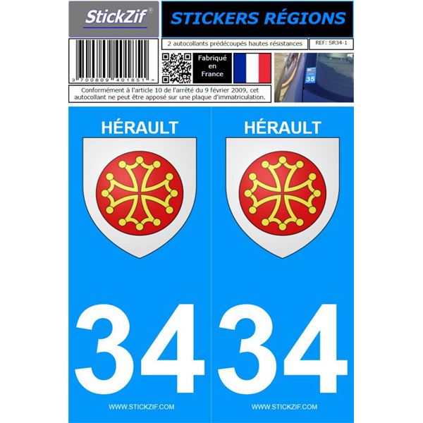 2 Stickers voiture Hérault 34