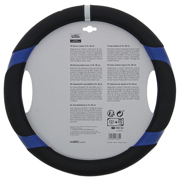Couvre-volant bleu et noir racing WRC