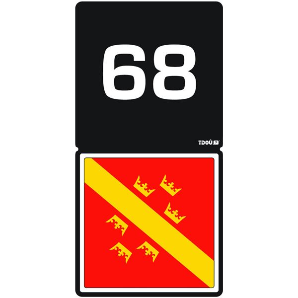 Autocollant voiture département 68 Tdou Cadox