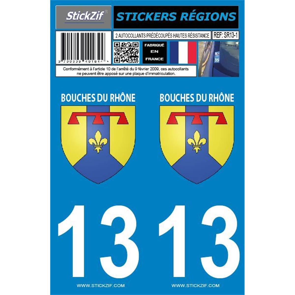 Autocollants (2 pièces) Voiture Bouche Du Rhône 13