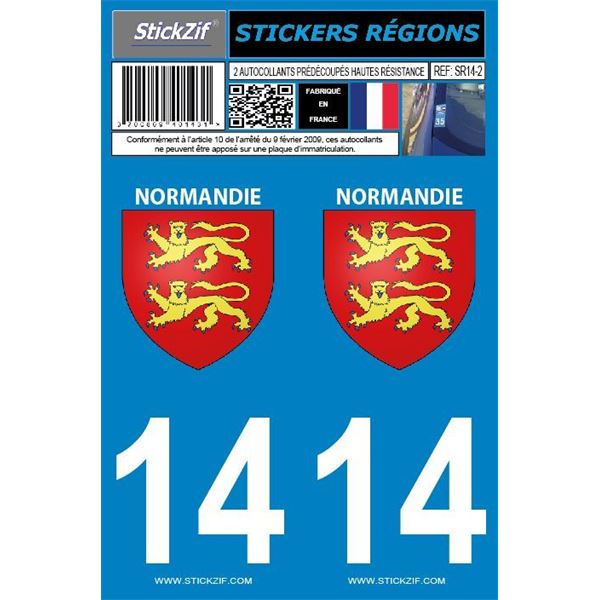 2 Autocollants voiture Normandie 14
