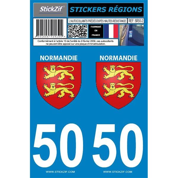 2 Autocollants voiture Normandie 50