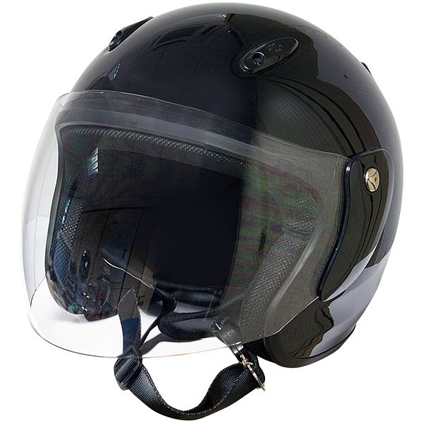 Casque moto jet Eole noir verni taille L (59-60 cm)