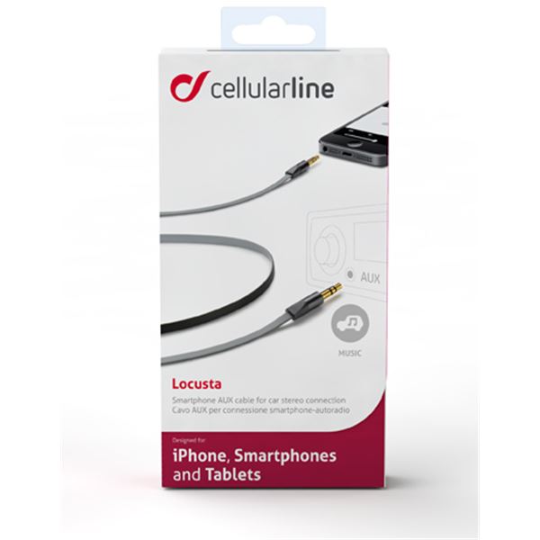 Câble audio jack 3,5mm plat et noir Cellular Line