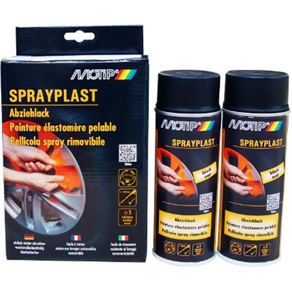 Aérosol élastomère pelable Sprayplast peinture, noir mat 2 x 400 ml