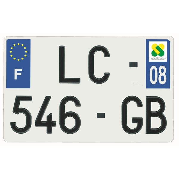Plaque immatriculation alu 210 x 130 mm département 08