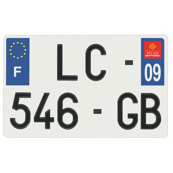 Plaque immatriculation alu 210 x 130 mm département 09