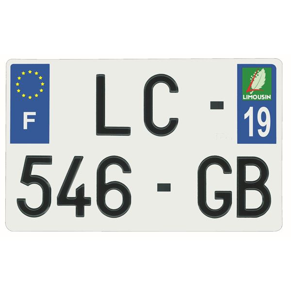 Plaque immatriculation alu 210 x 130 mm département 19