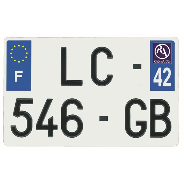 Plaque immatriculation alu 210 x 130 mm département 42