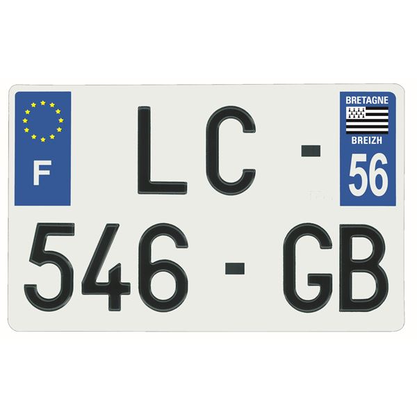 Plaque immatriculation alu 210 x 130 mm département 56