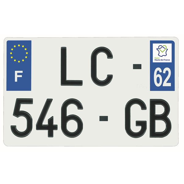 Plaque immatriculation alu 210 x 130 mm département 62
