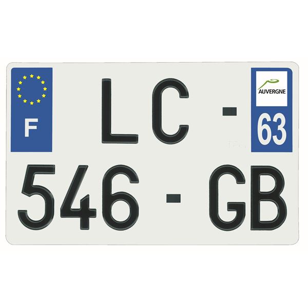 Plaque immatriculation alu 210 x 130 mm département 63