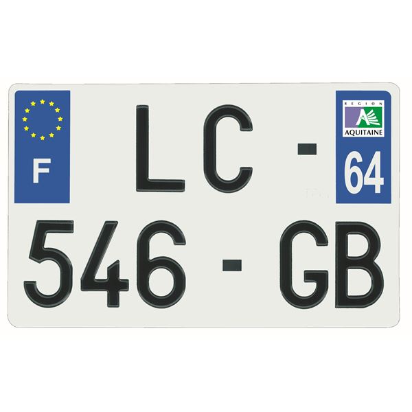 Plaque immatriculation alu 210 x 130 mm département 64