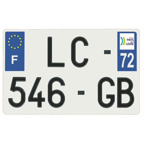 Plaque immatriculation alu 210 x 130 mm département 72
