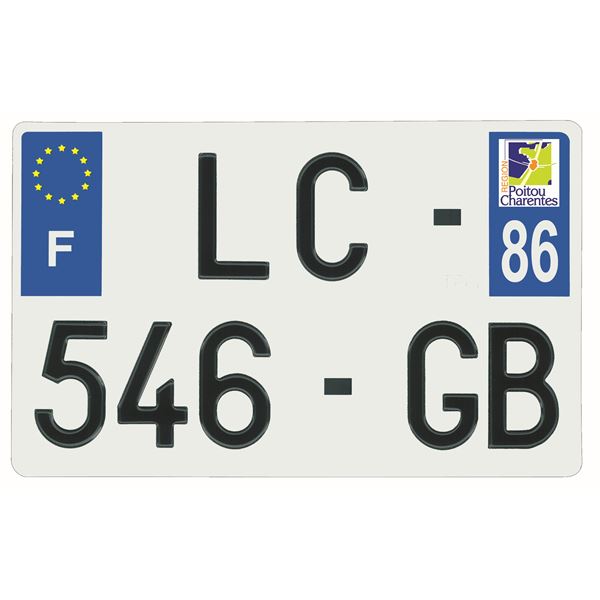 Plaque immatriculation alu 210 x 130 mm département 86