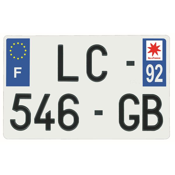 Plaque immatriculation alu 210 x 130 mm département 92