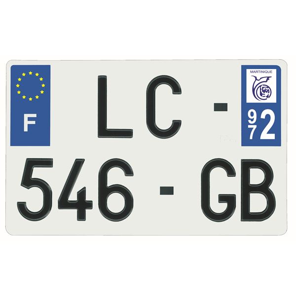 Plaque immatriculation alu 210 x 130 mm département 972