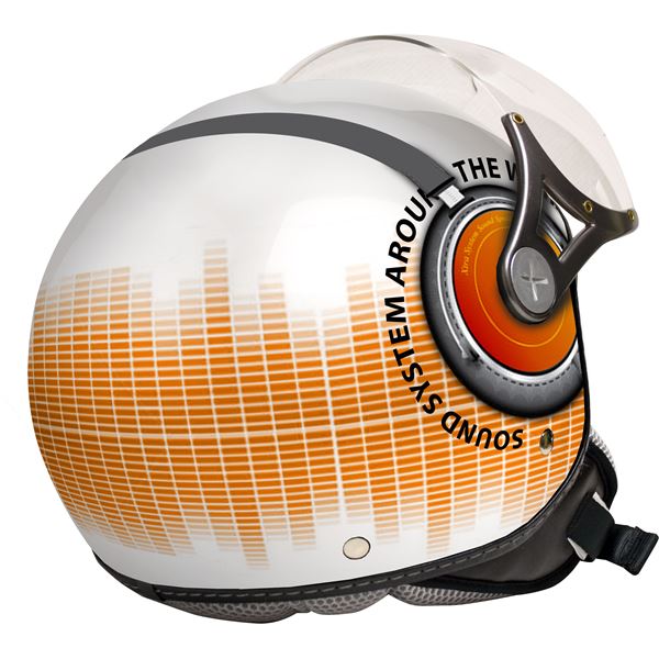 Casque moto jet Sound System gris et orange brillant Eole taille M
