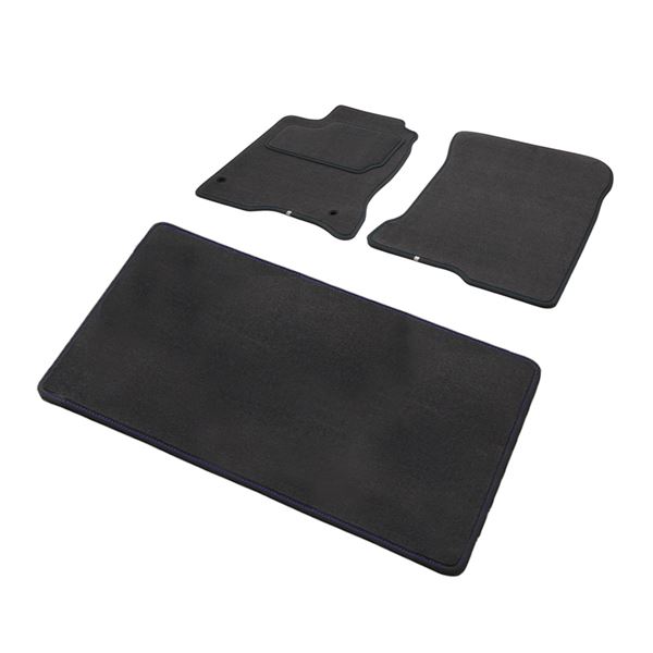 Jeu complet de tapis sur mesure qualité CARAT surpiqures bleues