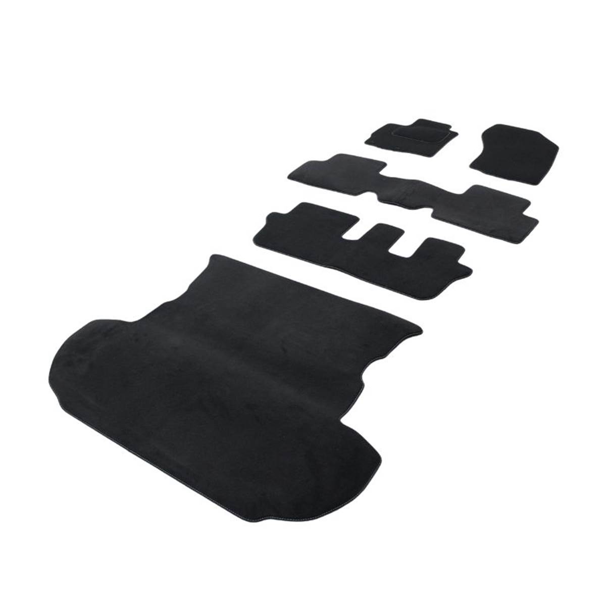 Jeu Complet De Tapis Et Tapis De Coffre Sur Mesure Qualité Carat Surpiqures Grises