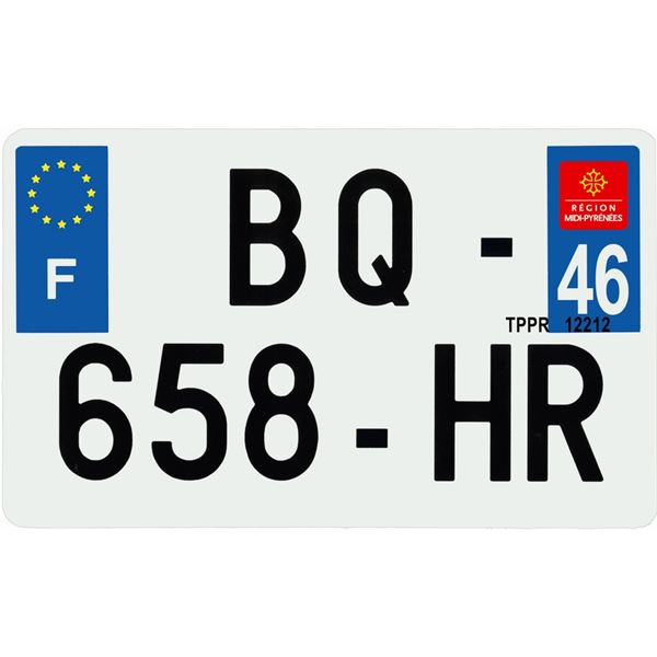 Plaque immatriculation hybride 210 x 130 mm département 46