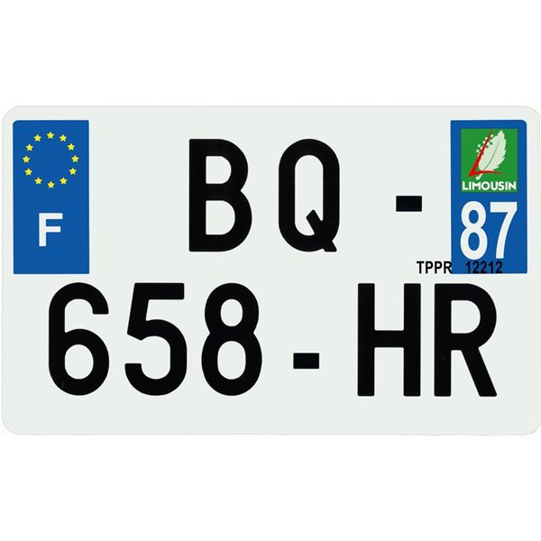 Plaque immatriculation hybride 210 x 130 mm département 87