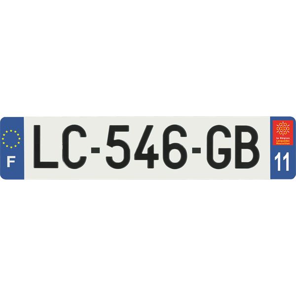 Plaque immatriculation alu Hybride 520 x 110 mm département 11