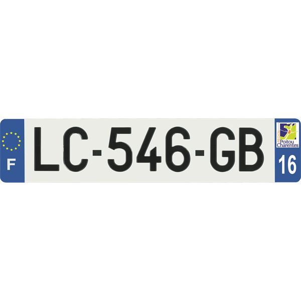 Plaque immatriculation alu Hybride 520 x 110 mm département 16