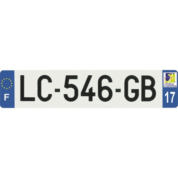Plaque immatriculation alu Hybride 520 x 110 mm département 17